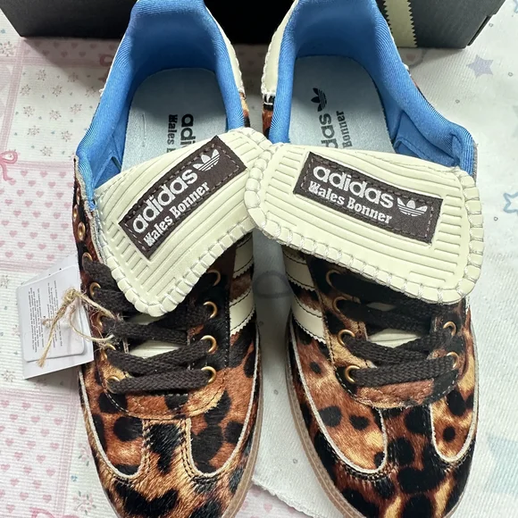 adidas x Wales Bonner Samba Leopard Print Pony Hair Low-Top Sneakers - Picture 3 of 11